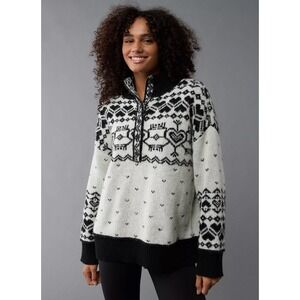 American‎ Eagle AEO Quarter Button Up Sweater Sweatshirt Long Sleeve Top Shirt S